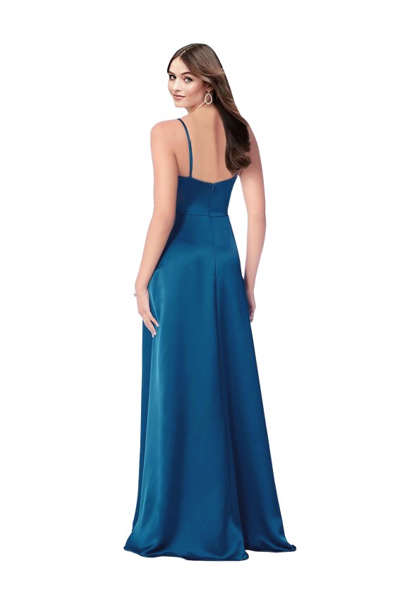 Cheapest Sleeveless Silky Satin A-Line Long Cowl Neck Evening Gown UK