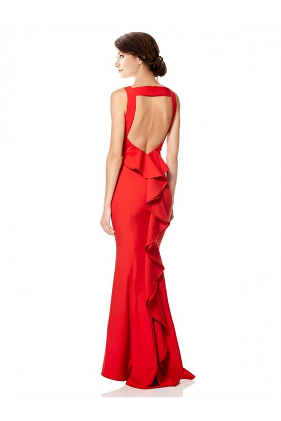 Cheapest Sleeveless Stretch Crepe Mermaid Long High Neck Red Evening Dress UK