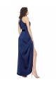 Cheapest Sleeveless Silky Satin A-Line Long High Neck Evening Dresses UK