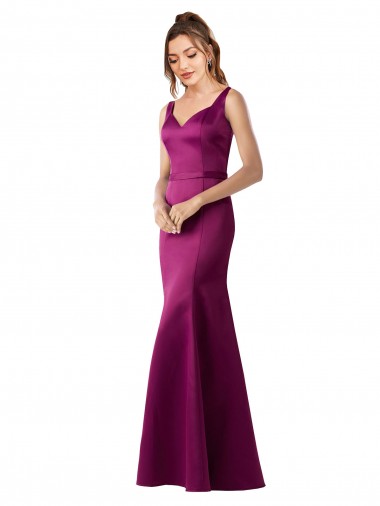 Cheapest Sleeveless Satin Sheath Long Bateau Neck Sexy Evening Dress UK