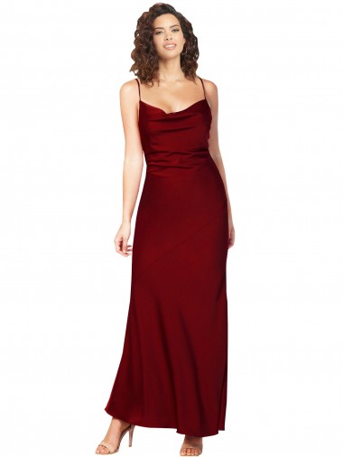 Cheapest Sleeveless Silky Satin Sheath Long Low Back Cowl Neck Evening Dress UK