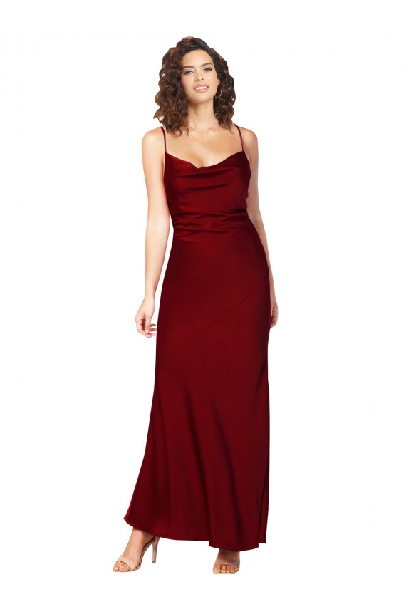 Cheapest Sleeveless Silky Satin Sheath Long Low Back Cowl Neck Evening Dress UK