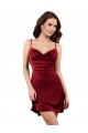 Cheapest Sleeveless Silky Satin Sheath Midi Length Open Back Cowl Neck Sexy Evening Dress UK