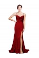 Cheapest Sleeveless Stretch Satin Sheath Sweep Train Open Back Cowl Neck Evening Dress UK