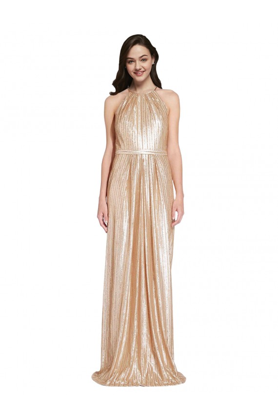 Cheapest Sleeveless Sequin Sheath Long High Neck Evening Dress UK