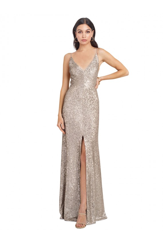 Cheapest Sleeveless Sparkling Sequin Sheath Long High Neck Sexy Evening Dress UK