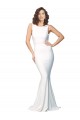 Cheapest Sleeveless Stretch Crepe Sheath Long High Neck Ivory Evening Dress UK