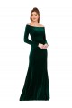 Cheapest Long Sleeves Stretch Velvet Sheath Long Off the Shoulder Evening Dress UK