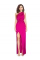 Cheapest Sleeveless Silky Satin Sheath Long One Shoulder Sexy Evening Gown UK