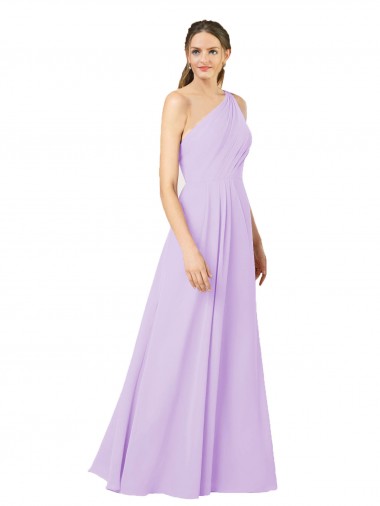 Cheapest Sleeveless Soft Chiffon Sheath Long One Shoulder Evening Dress UK