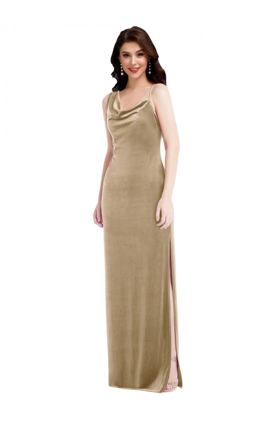 Cheapest Sleeveless Stretch Velvet Sheath Long One Shoulder Maxi Evening Dress UK