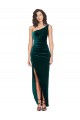 Cheapest Sleeveless Stretch Velvet Sheath Long One Shoulder Semi Formal Evening Dress UK