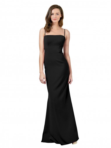 Cheapest Sleeveless Stretch Crepe Sheath Long Square Neck Evening Dresses UK