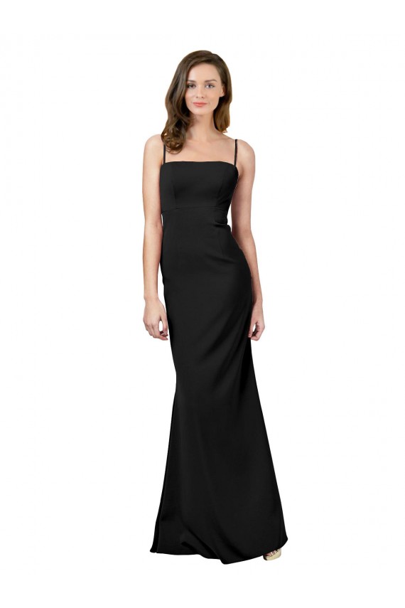 Cheapest Sleeveless Stretch Crepe Sheath Long Square Neck Evening Dresses UK