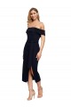 Cheapest Sleeveless Stretch Crepe Sheath Midi Length Square Neck Evening Dress UK