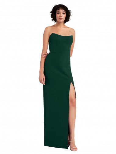 Cheapest Sleeveless Stretch Crepe Sheath Long Low Back Strapless Evening Dress UK