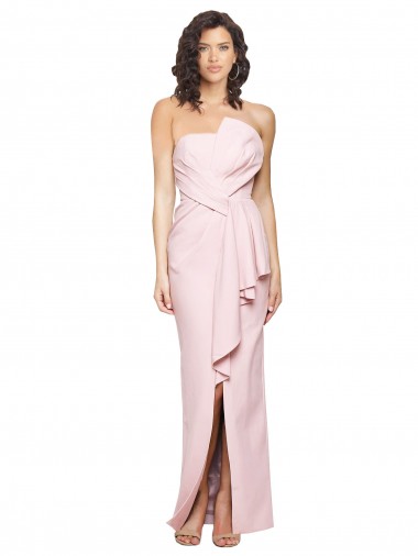 Cheapest Sleeveless Stretch Crepe Sheath Long Strapless Evening Dress UK