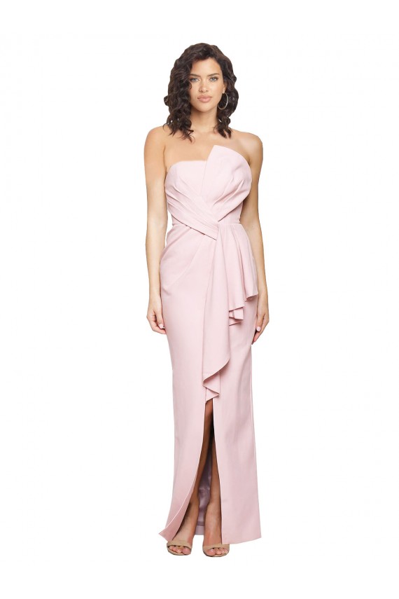 Cheapest Sleeveless Stretch Crepe Sheath Long Strapless Evening Dress UK