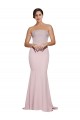 Cheapest Sleeveless Stretch Crepe Sheath Sweep Train Strapless Evening Dress UK