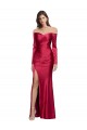 Cheapest Long Sleeves Stretch Satin Sheath Long Sweetheart Evening Dress UK