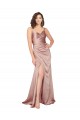 Cheapest Sleeveless Silky Satin Sheath Long V-Neck Evening Dress UK