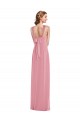 Cheapest Sleeveless Soft Chiffon A-Line Long Halter Neck Skin Pink Maxi Evening Dress UK