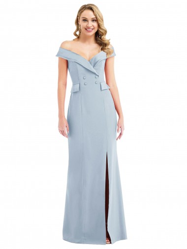 Cheapest Sleeveless Stretch Crepe Trumpet Long Off the Shoulder Semi Formal Evening Dress UK