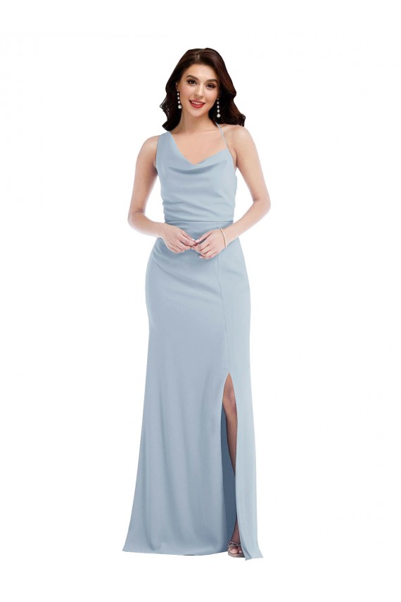 Cheapest Sleeveless Stretch Crepe Trumpet Long One Shoulder Maxi Evening Dress UK