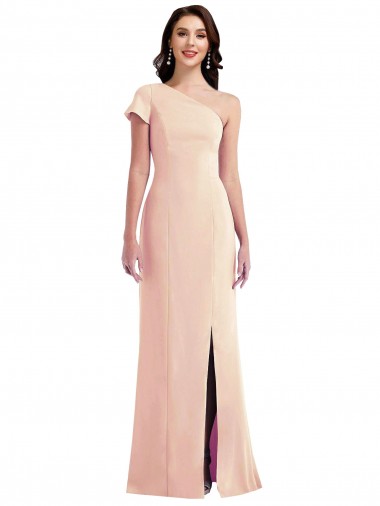 Cheapest Cap Sleeves Stretch Crepe Trumpet Long One Shoulder Evening Dress UK