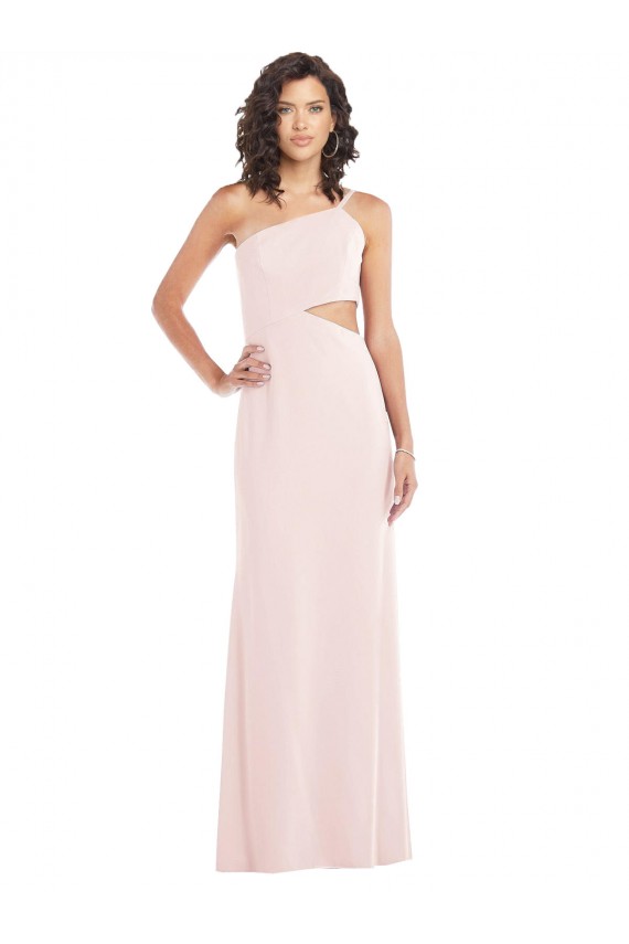 Cheapest Sleeveless Stretch Crepe Trumpet Long One Shoulder Maxi Evening Gown UK