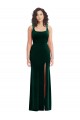 Cheapest Sleeveless Stretch Velvet Trumpet Long Square Neck Maxi Evening Dress UK