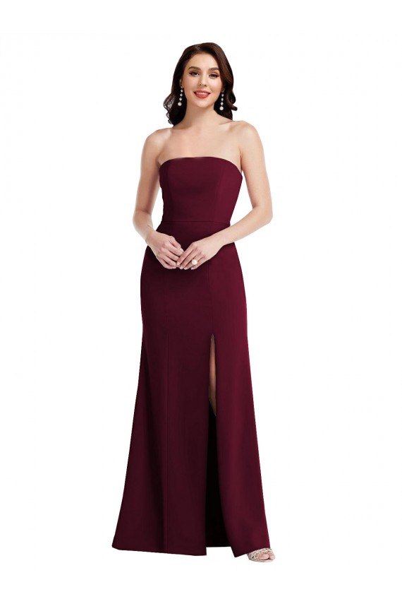 Cheapest Sleeveless Stretch Crepe Trumpet Long Strapless Formal Evening Dress UK