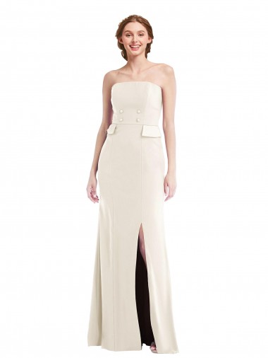 Cheapest Sleeveless Stretch Crepe Trumpet Long Strapless Semi Formal Evening Dress UK