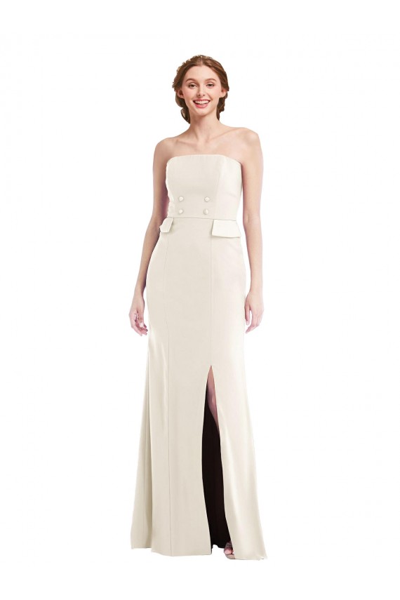 Cheapest Sleeveless Stretch Crepe Trumpet Long Strapless Semi Formal Evening Dress UK