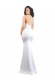 Cheapest Sleeveless Stretch Crepe Mermaid Long High Neck White Sexy Evening Dress UK