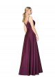 Cheapest Sleeveless Stretch Crepe A-Line Long V-Back High Neck Evening Dress UK